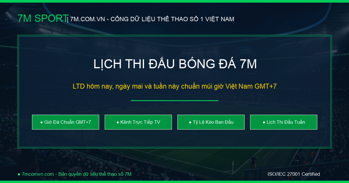Lịch Thi Đấu Bóng Đá 7M – Tra Cứu Giờ Bóng Lăn Chuẩn Múi Giờ Việt Nam 24/7