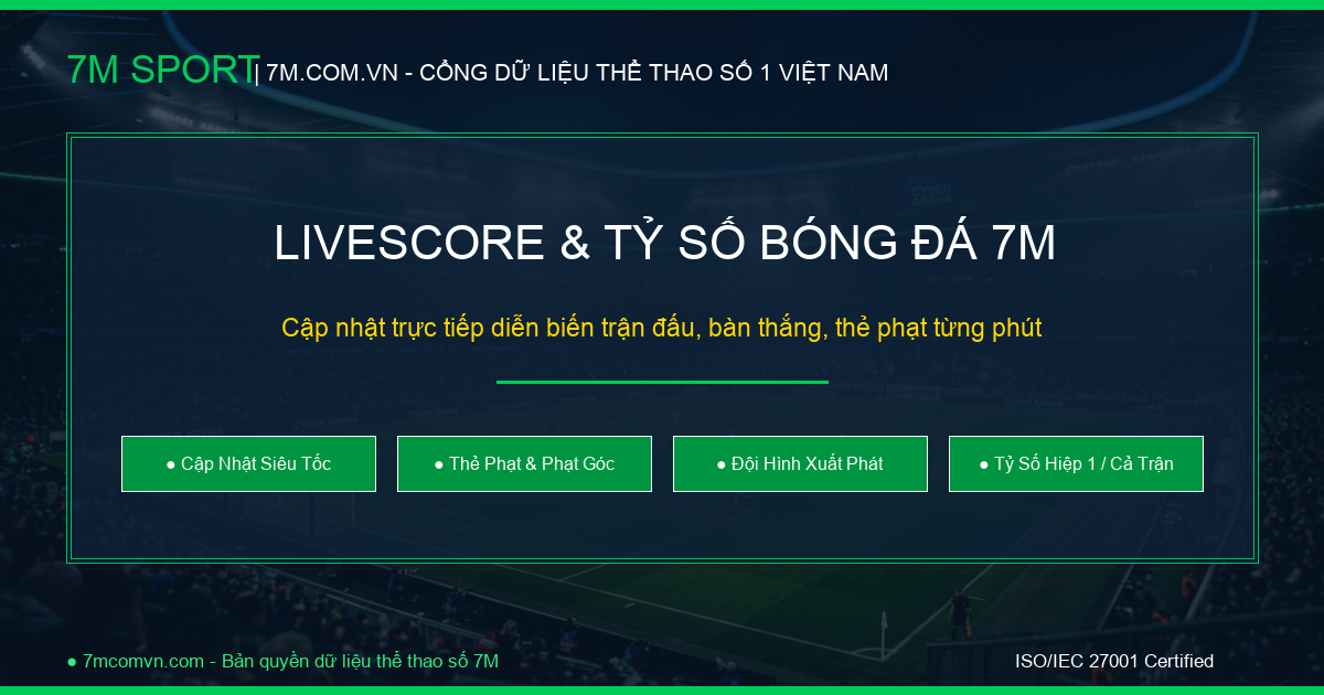 Tỷ Số Bóng Đá 7M – Livescore Trực Tuyến Siêu Tốc Nhanh Nhất Việt Nam