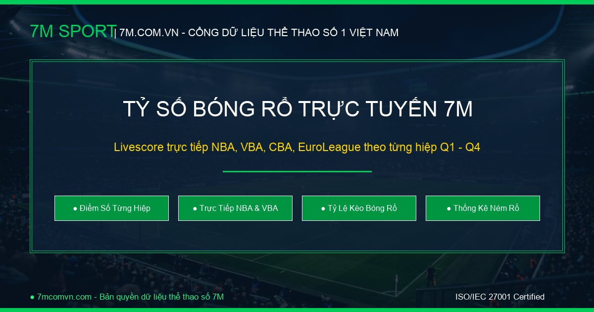 Tỷ Số Bóng Rổ 7M – Livescore Bóng Rổ Trực Tuyến NBA & Thế Giới 24/7