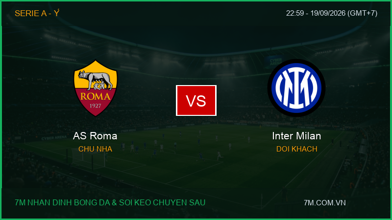 Soi kèo bóng đá AS Roma vs Inter Milan, 22:59 ngày 19/09/2026 – Serie A – Ý: Khẳng định đẳng cấp