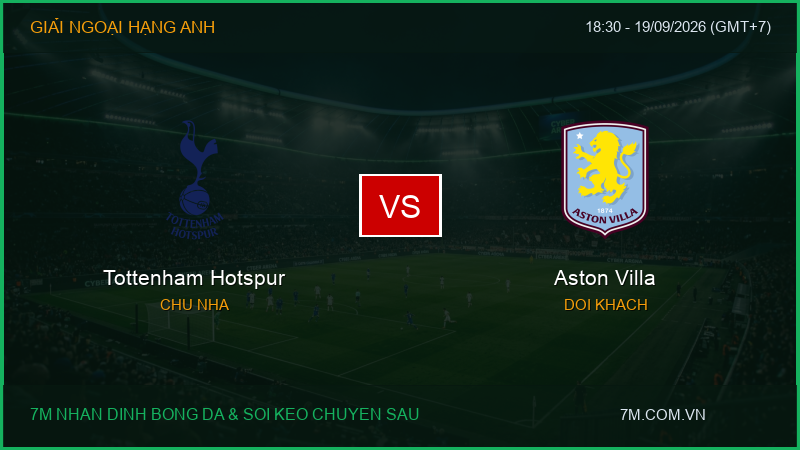 Nhận định Tottenham Hotspur vs Aston Villa (18:30, 19/09/2026): Đại chiến rực lửa tại Giải Ngoại Hạng Anh