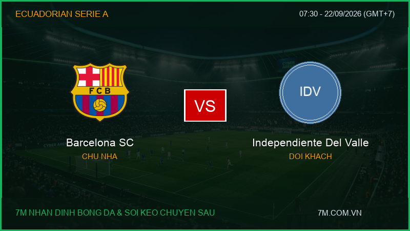 Nhận định Barcelona SC vs Independiente Del Valle (07:30, 22/09/2026): Đại chiến rực lửa tại Ecuadorian Serie A