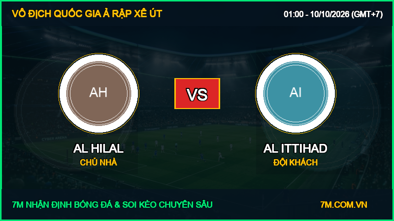 Dự đoán kèo Al Hilal vs Al Ittihad 10/10/2026 giải Vô Địch Quốc Gia Ả Rập Xê Út