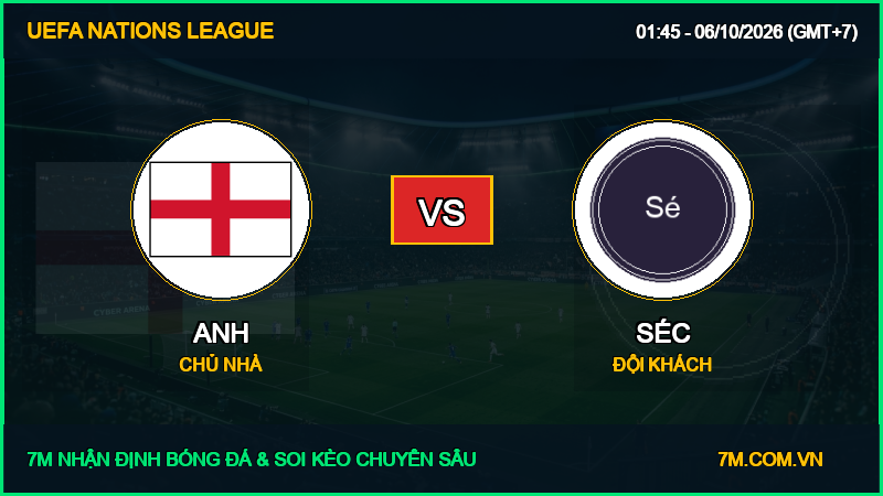 Nhận định, dự đoán kèo Anh vs Séc 06/10/2026 giải UEFA Nations League