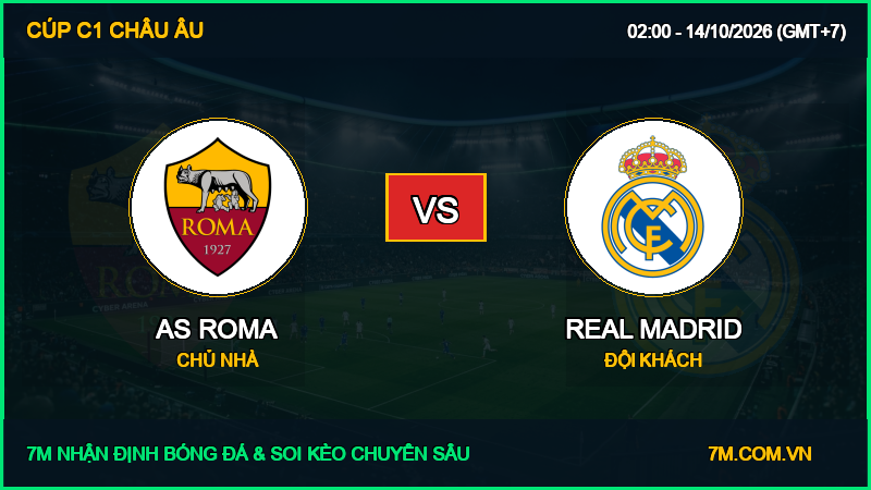 Soi kèo, nhận định AS Roma vs Real Madrid 14/10/2026 giải Cúp C1 Châu Âu