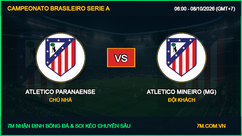 Soi kèo, nhận định Atletico Paranaense vs Atletico Mineiro (MG) 08/10/2026 giải Campeonato Brasileiro Serie A