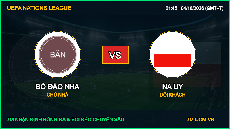Dự đoán kèo Bồ Đào Nha vs Na Uy 04/10/2026 giải UEFA Nations League