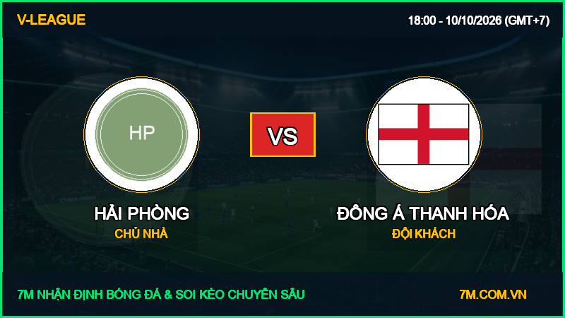 Soi kèo Hải Phòng vs Đông Á Thanh Hóa 10/10/2026 giải V-League