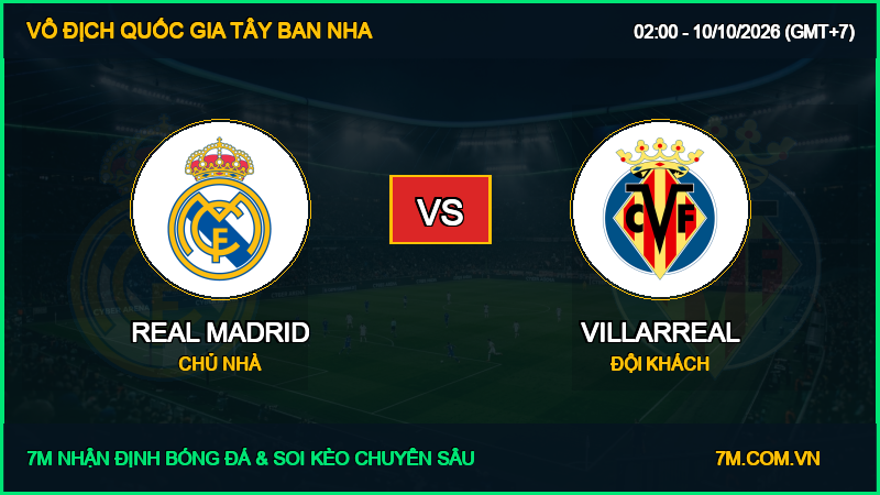 Nhận định Real Madrid vs Villarreal 10/10/2026 giải Vô Địch Quốc Gia Tây Ban Nha