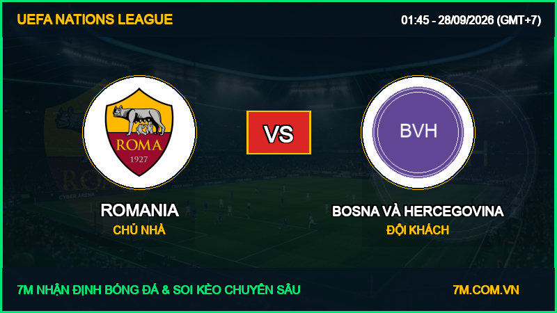Nhận định Romania vs Bosna và Hercegovina 28/09/2026 giải UEFA Nations League