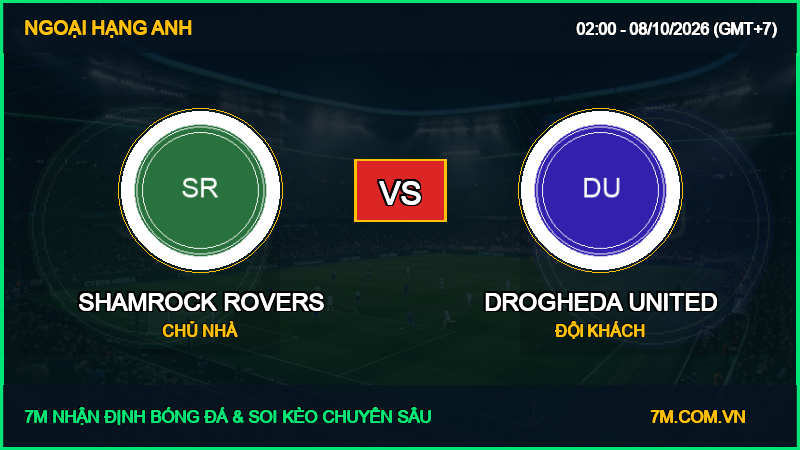 Soi kèo Shamrock Rovers vs Drogheda United 08/10/2026 giải Ngoại Hạng Anh