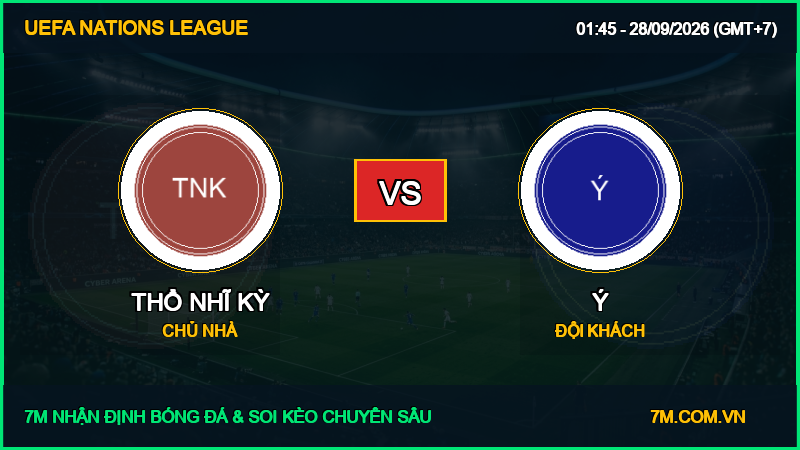 Nhận định Thổ Nhĩ Kỳ vs Ý 28/09/2026 giải UEFA Nations League
